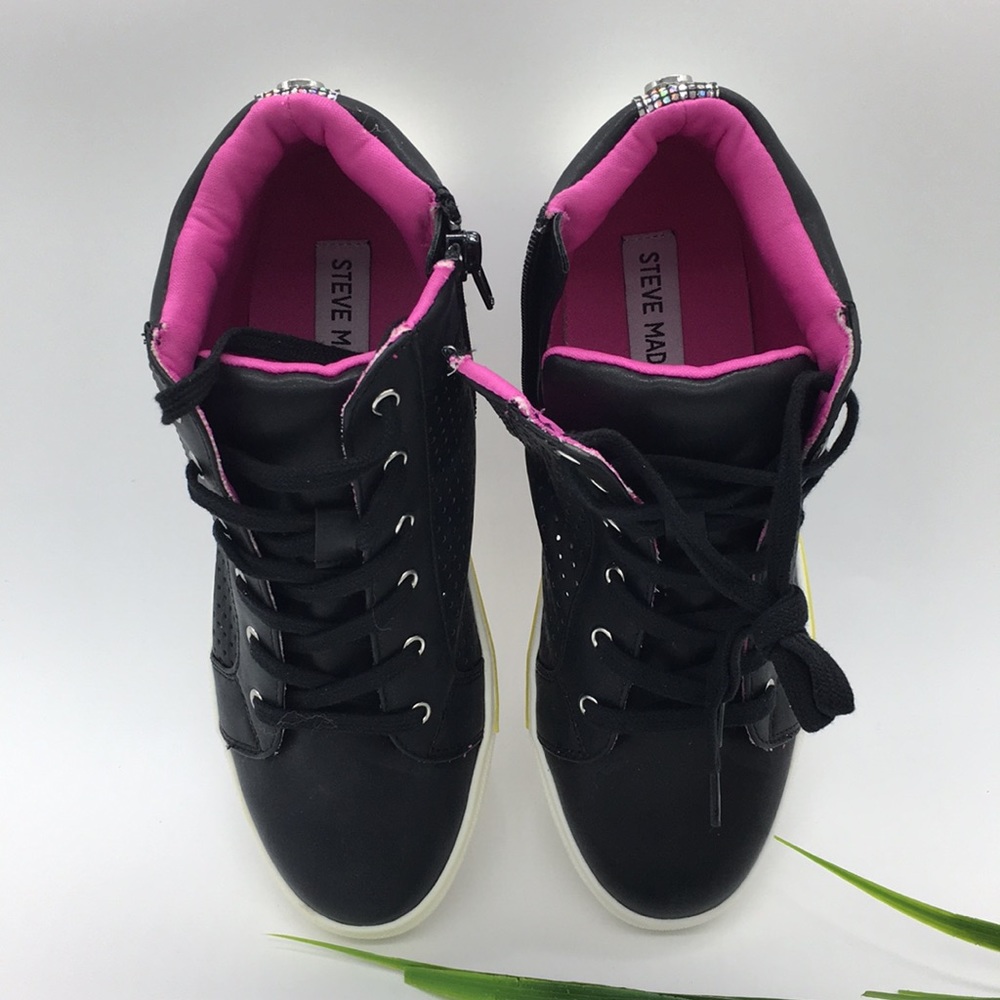 🛍NWT Steve Madden Girl's JGroove Black/Multi Sole - Picture 2 of 8